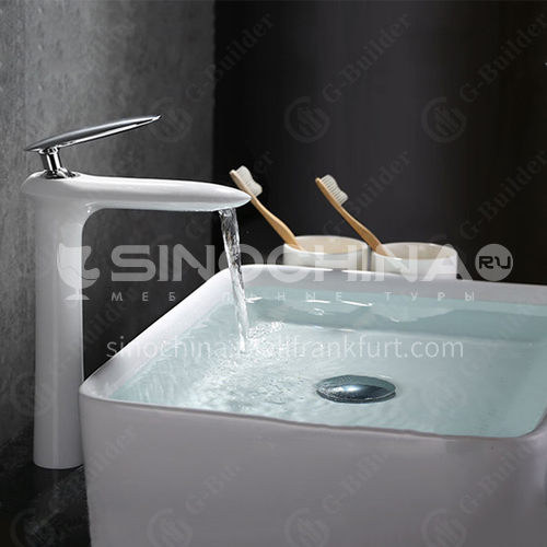 Above counter basin white hot and cold full copper faucet Bathroom washbasin basin bathroom faucet